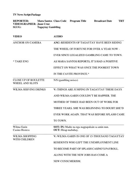 Best News Casting Script for Reporters .